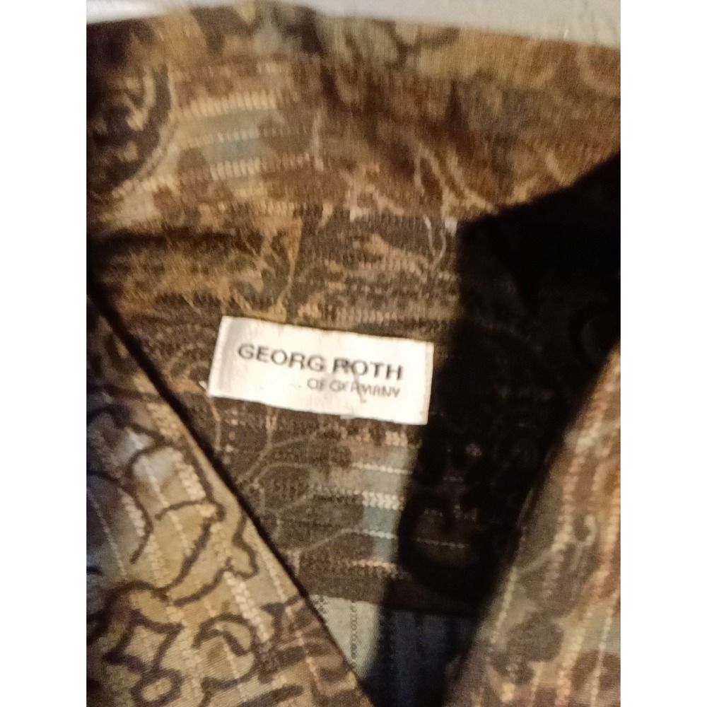 Georg Roth Los Angeles Mens XL Black/Brown Floral Long Sleeve Button Shirt 1772 - Picture 3 of 8